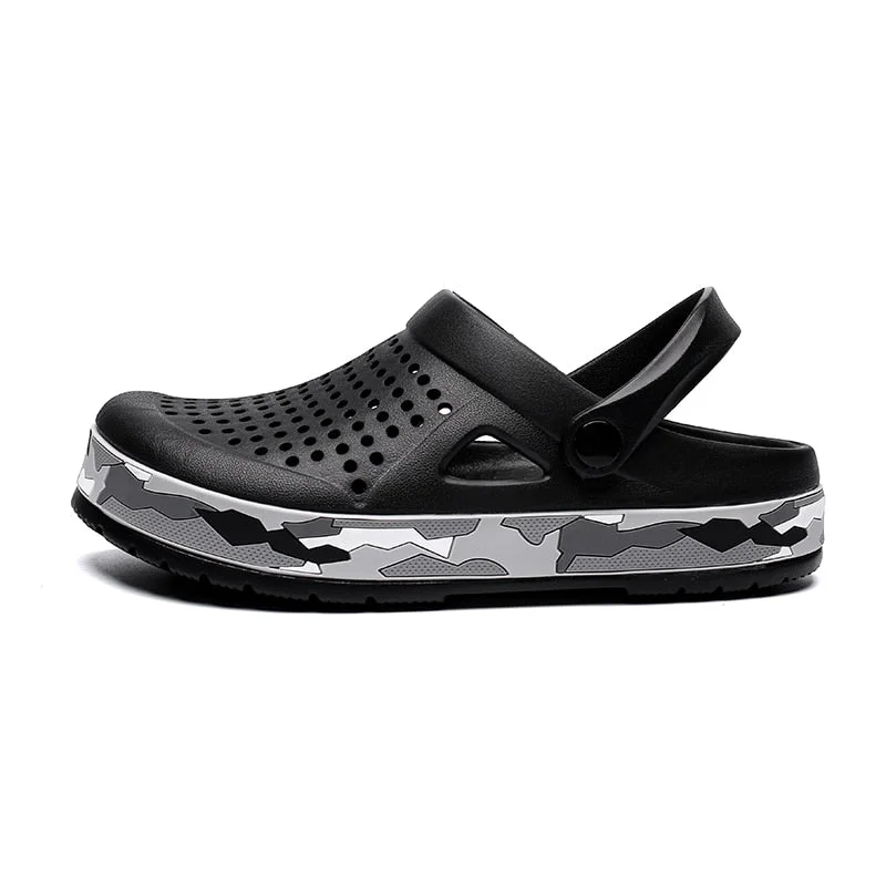 Brand Men Sandals Black Garden Casual Aqua Clogs Hot Male Band Sandals Summer Slides Beach Swimming Shoes Slippers