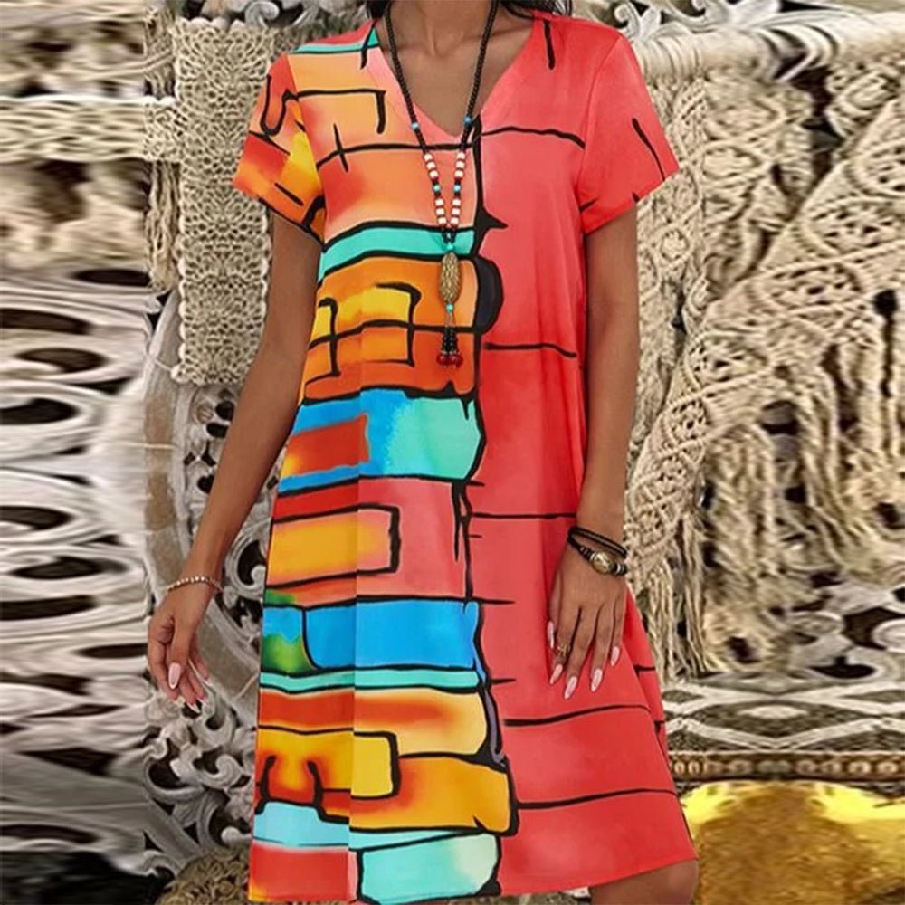 Groovy Print Multicolor Mini Dress