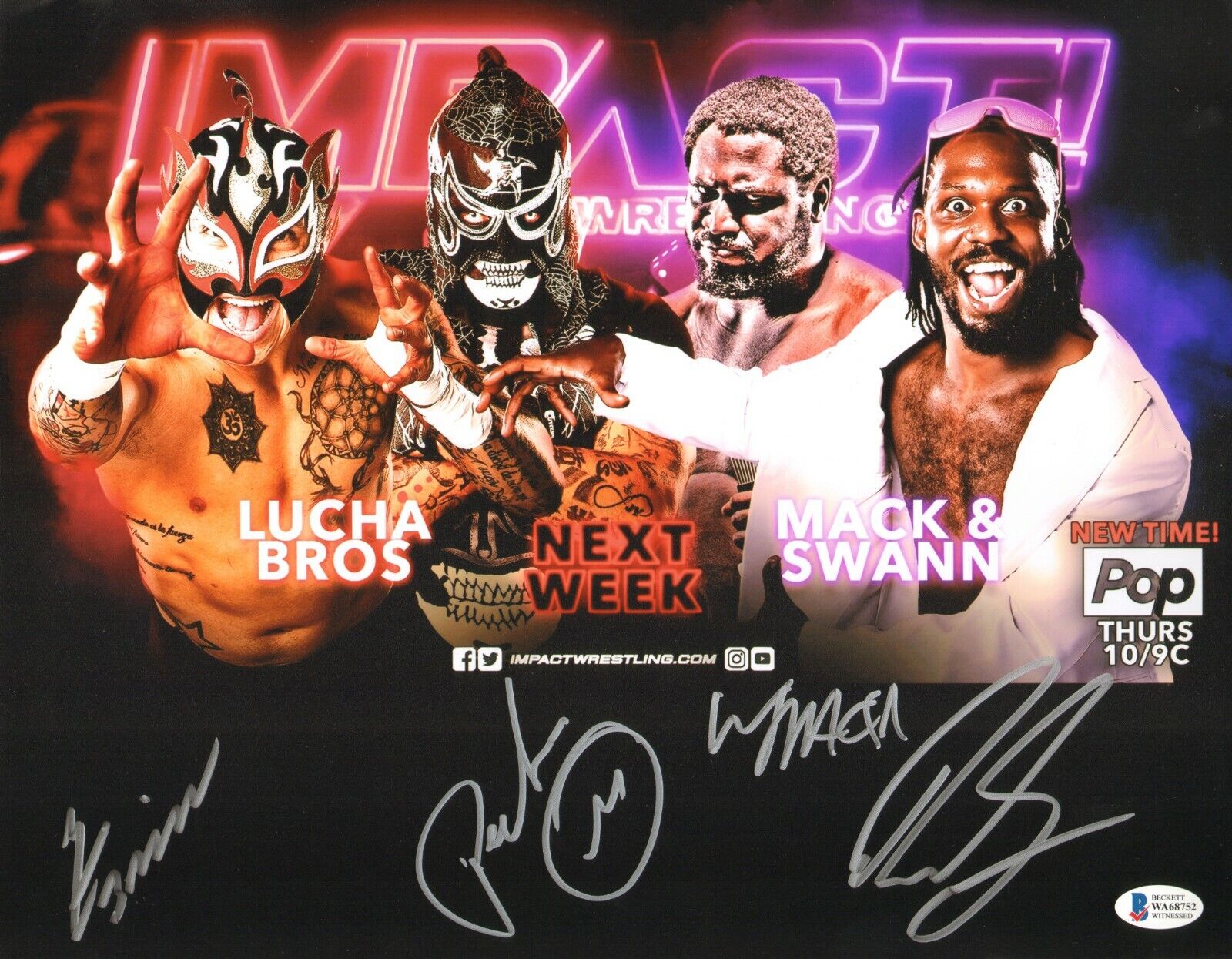 Pentagon Jr Rey Fenix Willie Mack Rich Swann Signed 11x14 Photo Poster painting BAS COA AEW TNA