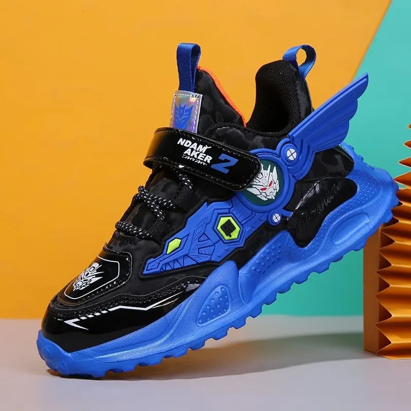 Autumn Kids Sport Shoes For Boy Girl Running Sneakers Mecha Cartoons Children's Waterproof Leather Shoes Platform Light Casual S