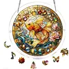 (25cm)DIY Acrylic Jigsaw Puzzle Window Hanging with Hanging Chain DIY Stained Glass Decoration Round Window Puzzle Decor for DIY Craft Project (Stained Glass Goldfish)
