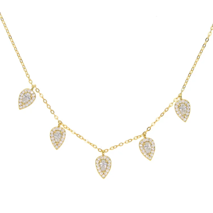 Iced Out Water Tear Drop Chain Choker Necklace for Women