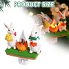 Resin Bunny Campfire Flickering Night Light Plug Into Wall Easter Decoration(US)
