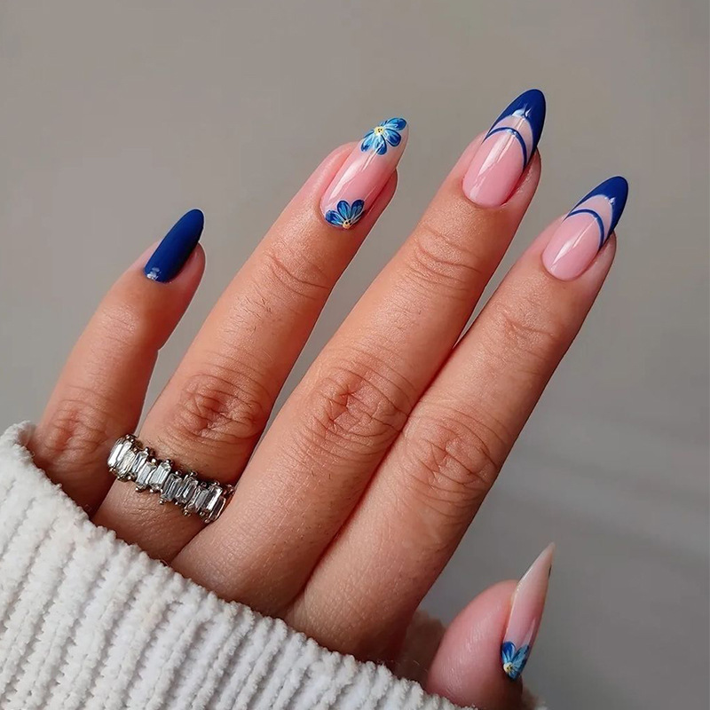 Simple Nails Design – Press On Nails Simple French Wave Line Design False Nails Round Acrylic Stiletto Full Cover Fake Nails Manicure Nail Art Tips | Cncures