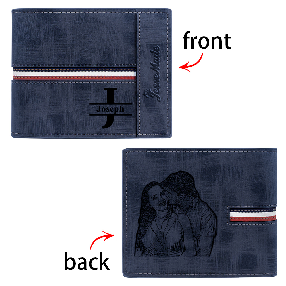 Portefeuille Classique 1 Prénom et Lettre Personnalisés avec Photo Porte-Monnaie Carte