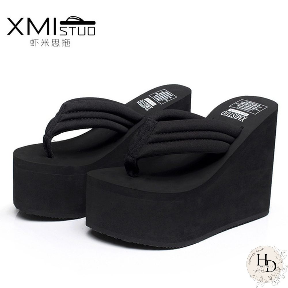 Women Summer Slipper Soild Wedge Platform Flip Flops High Heels Beach Sandals Ladies Thick High