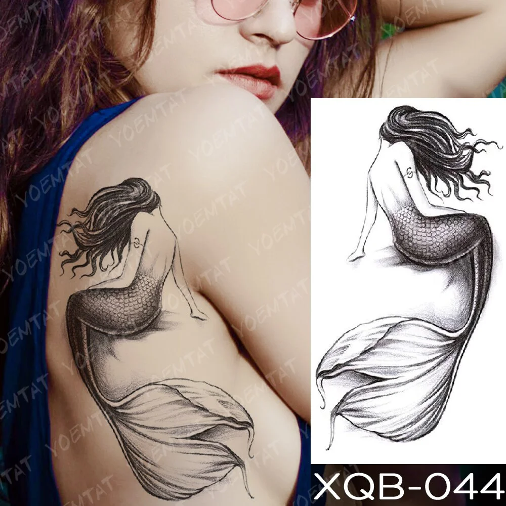 Waterproof Temporary Tattoo Sticker Butterfly Lily Fairy Bird Tattoos Mermaid Girl Body Art Arm Fake Sleeve Tatoo Women Men