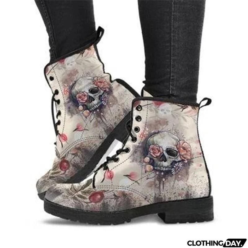 Women&rsquo;s Stylish Printed Low Heel Lace Up Ankle Boots