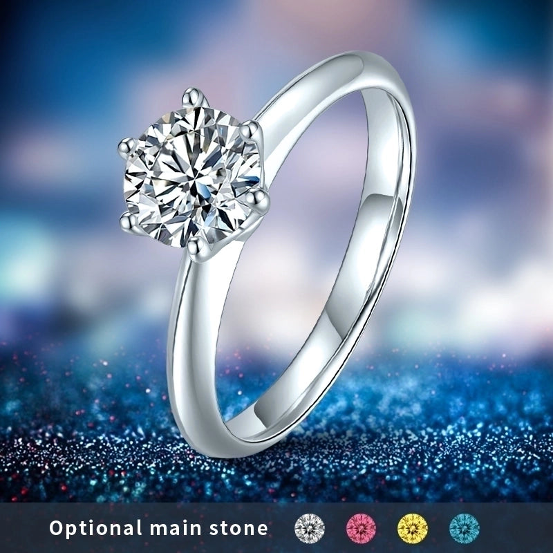 925 Sterling Silver Lab-grown Diamonds Moissanite Round Rings