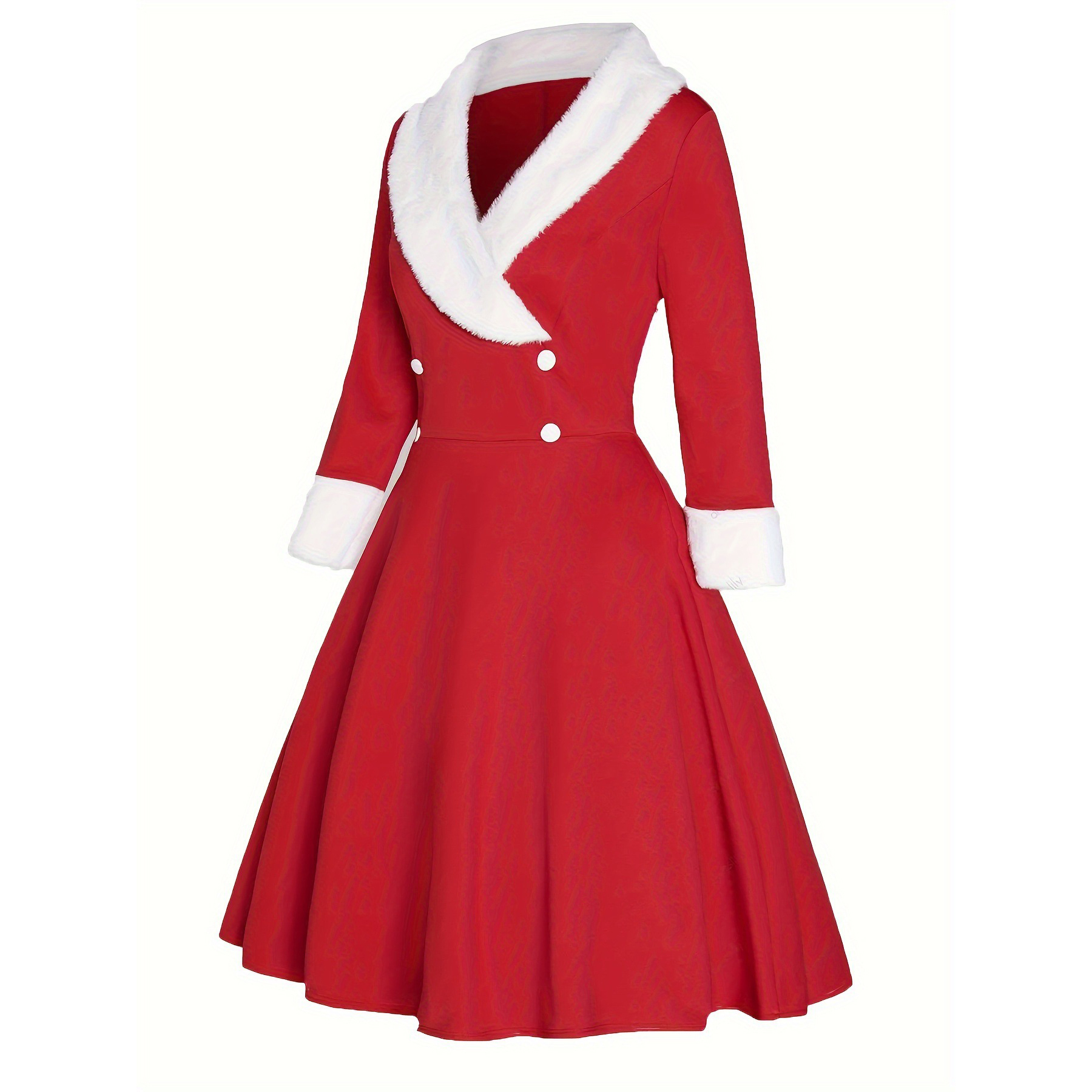 Winter Women's Fashion Long-sleeved Fur Collar Sexy Low-cut Slim-fitting Temperament Christmas Dress