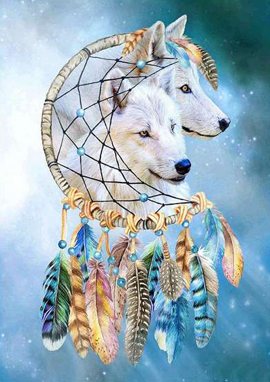 

(Multi-Size) Wolf Dreamcatcher - Round/Square Drill Diamond Painting - 30*40CM, Round diamond, 501 Original