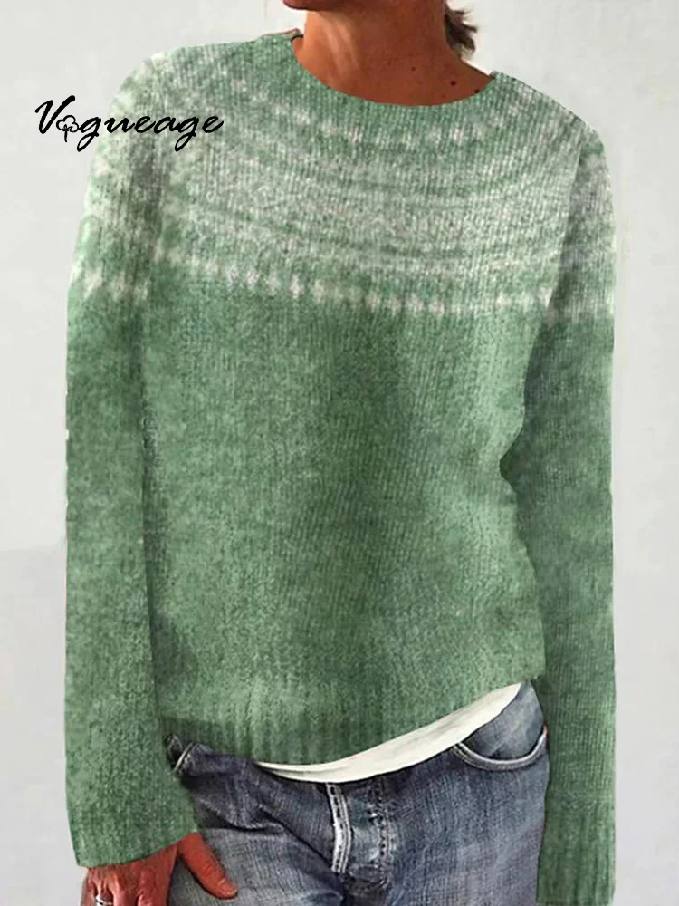 Simple Pattern Loose Fashion Pullover Knitted Sweater