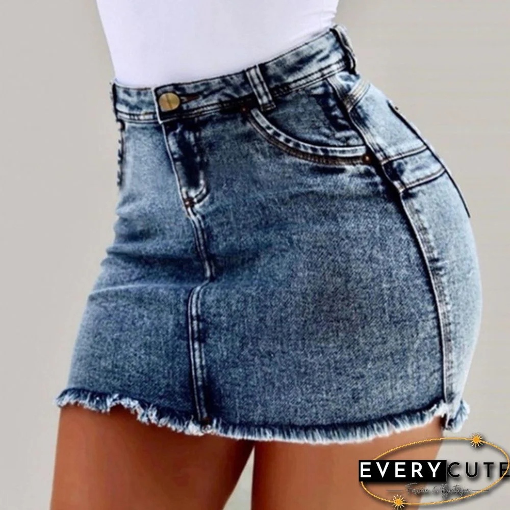 Women Fashion Summer Denim Skirts Slim Fit Casual Pack Hip Jeans Short Skirt Plus Size S~3Xl