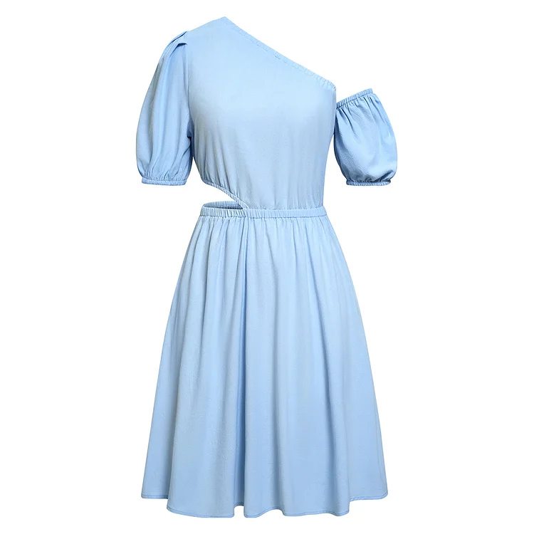 Women One Shoulder Hollow Out Casual Dress