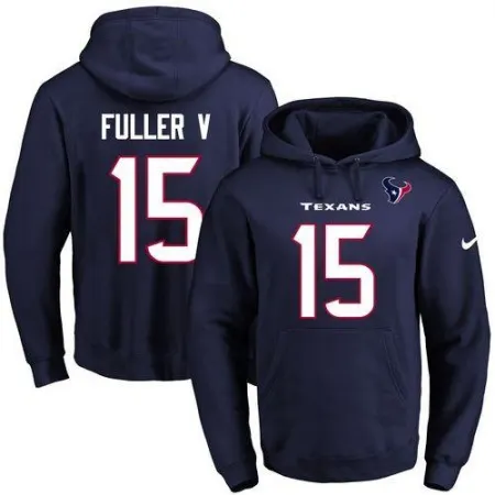 Texans #15 Will Fuller V Navy Blue Name & Number Pullover NFL Hoodie