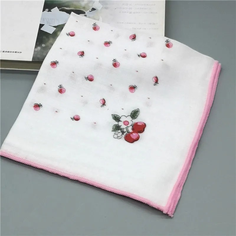 Handkerchiefs Women Kawaii Printing Simple Square Towel Pocket Elegant All-match Womens Leisure Female Cute Handkerchief Cotton