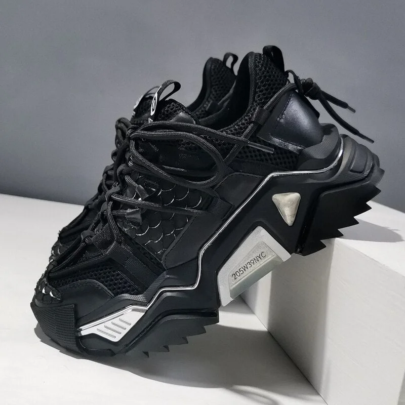 Women Sneakers Lace-Up Genuine Leather Thick Bottom Female Shoes Flat Platform Round Toe Shallow Height Increasing Girl Sneakers