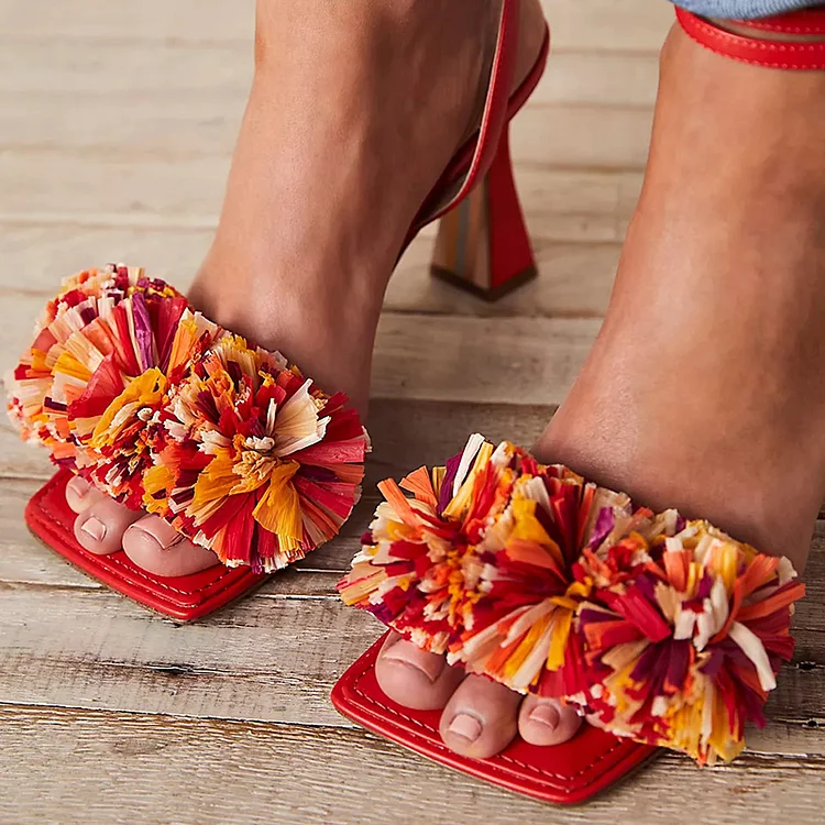 Red sale fringe heels