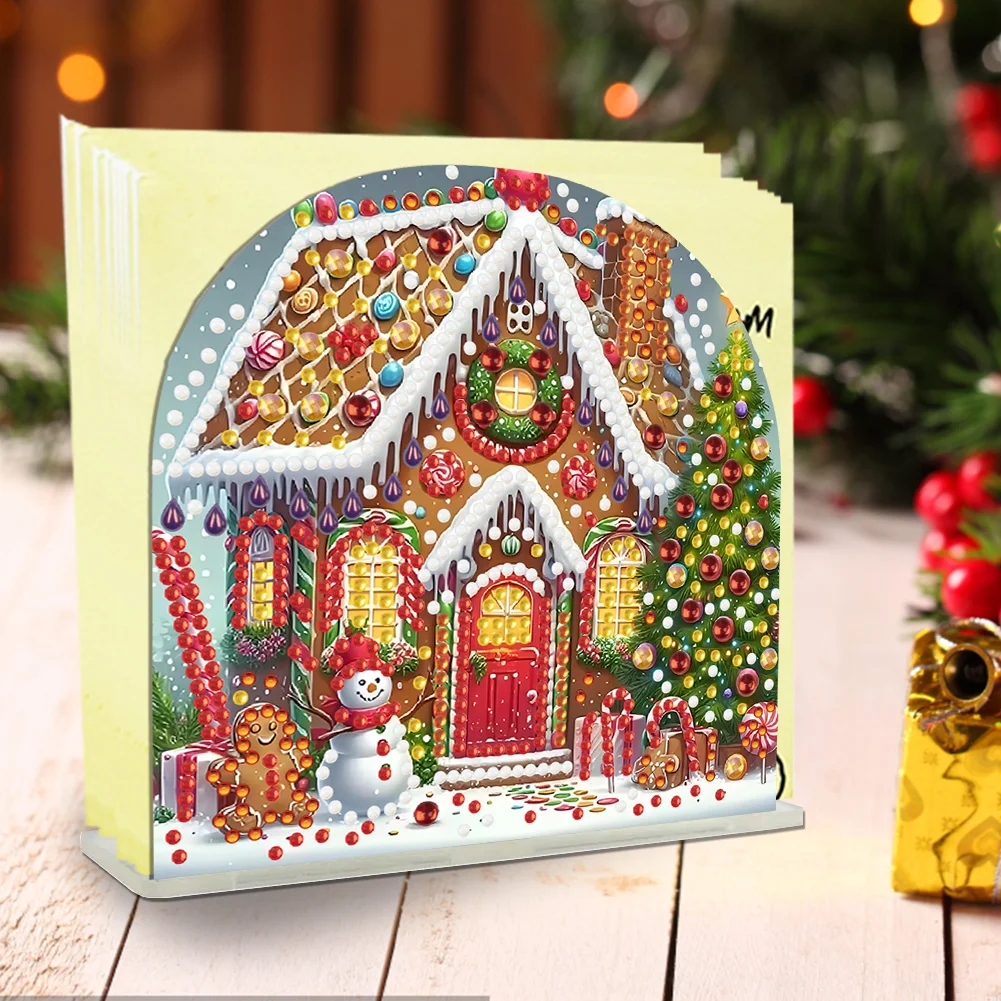 DIY Acrylic Christmas House Diamond Painting Paper Towel Holder for Home Art Crafts