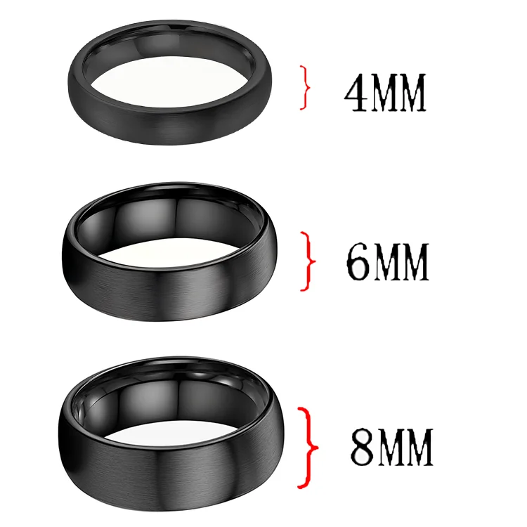 Virgo Dome Tungsten Carbide Rings Black Tungsten Wedding Bands for Men and Women 4MM 6MM 8MM Width