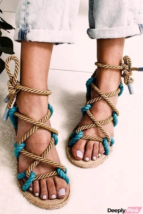 Twine Straps Flat Sandals