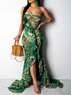 See-Through Irregular Clipping Bandeau Maxi Dress
