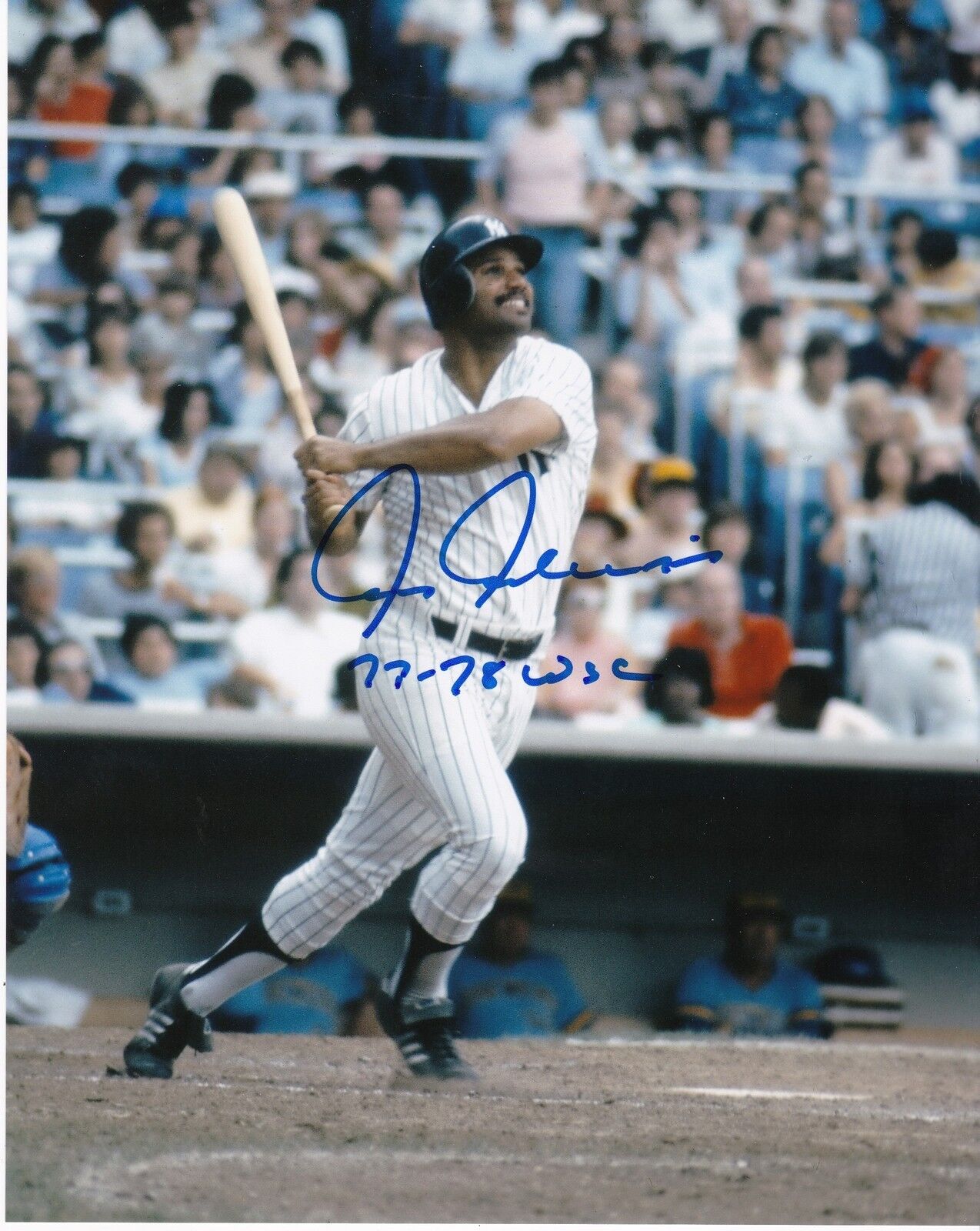 CHRIS CHAMBLISS NEW YORK YANKEES WS CHAMPS 77-78 ACTION SIGNED 8x10