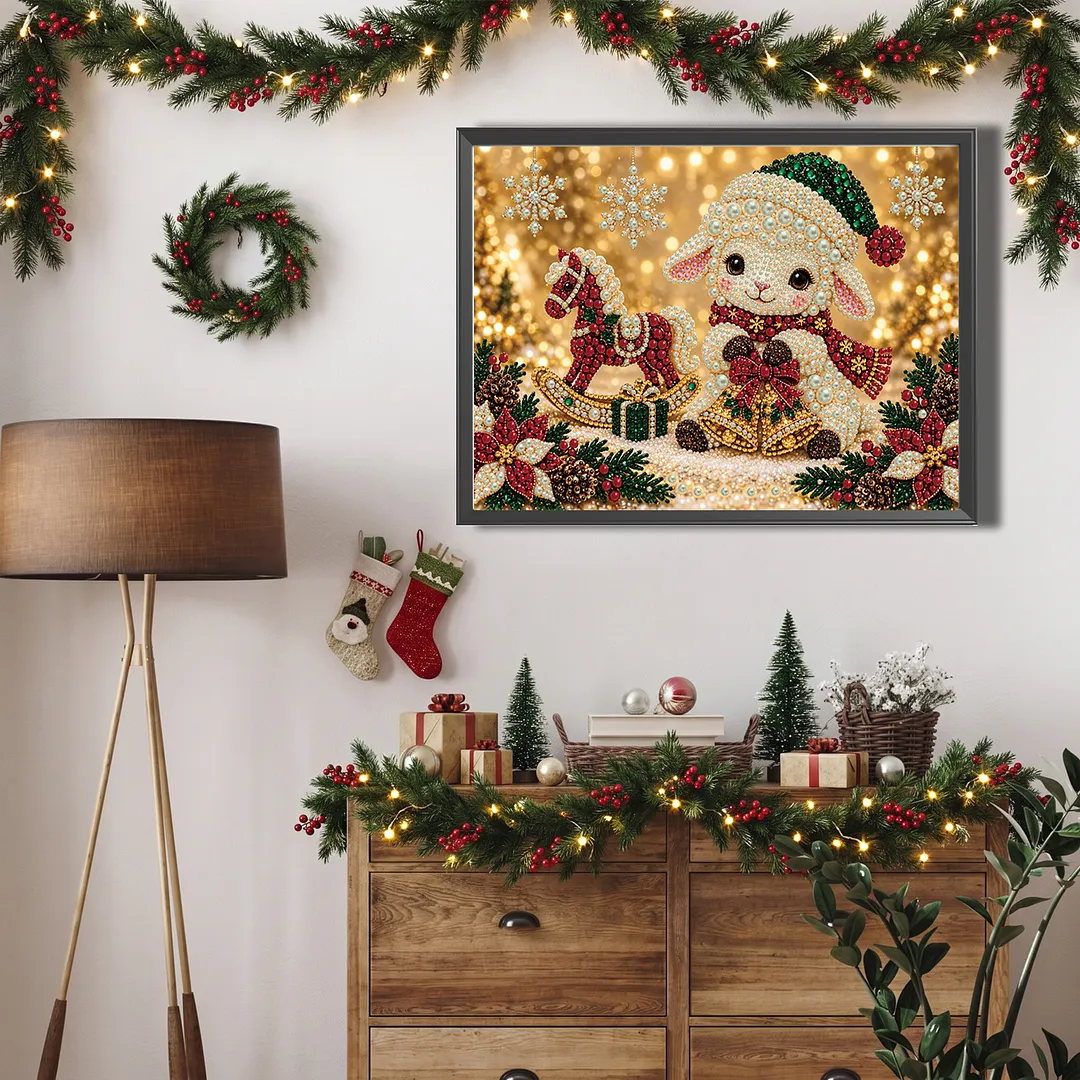 Pearl Painting Kit for Adults Christmas Lamb 15.75x11.81in