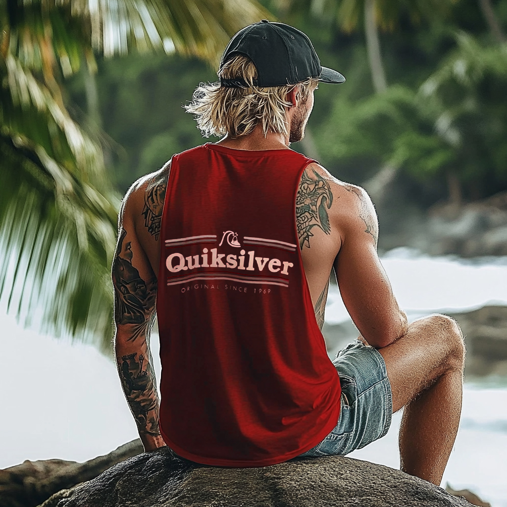 Vintage Unisex Beach Vacation Surf Logo Print Sleeveless Tank Top / TECHWEAR CLUB / Techwear