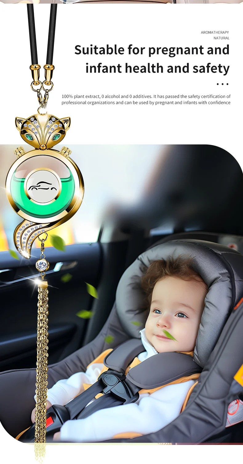 Car perfume pendant high-end fox diamond car interior decoration fragrance essential oil pendant