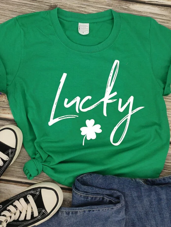 Women's St. Patrick's Day LUCKY Short Sleeve T-Shirt-mysite