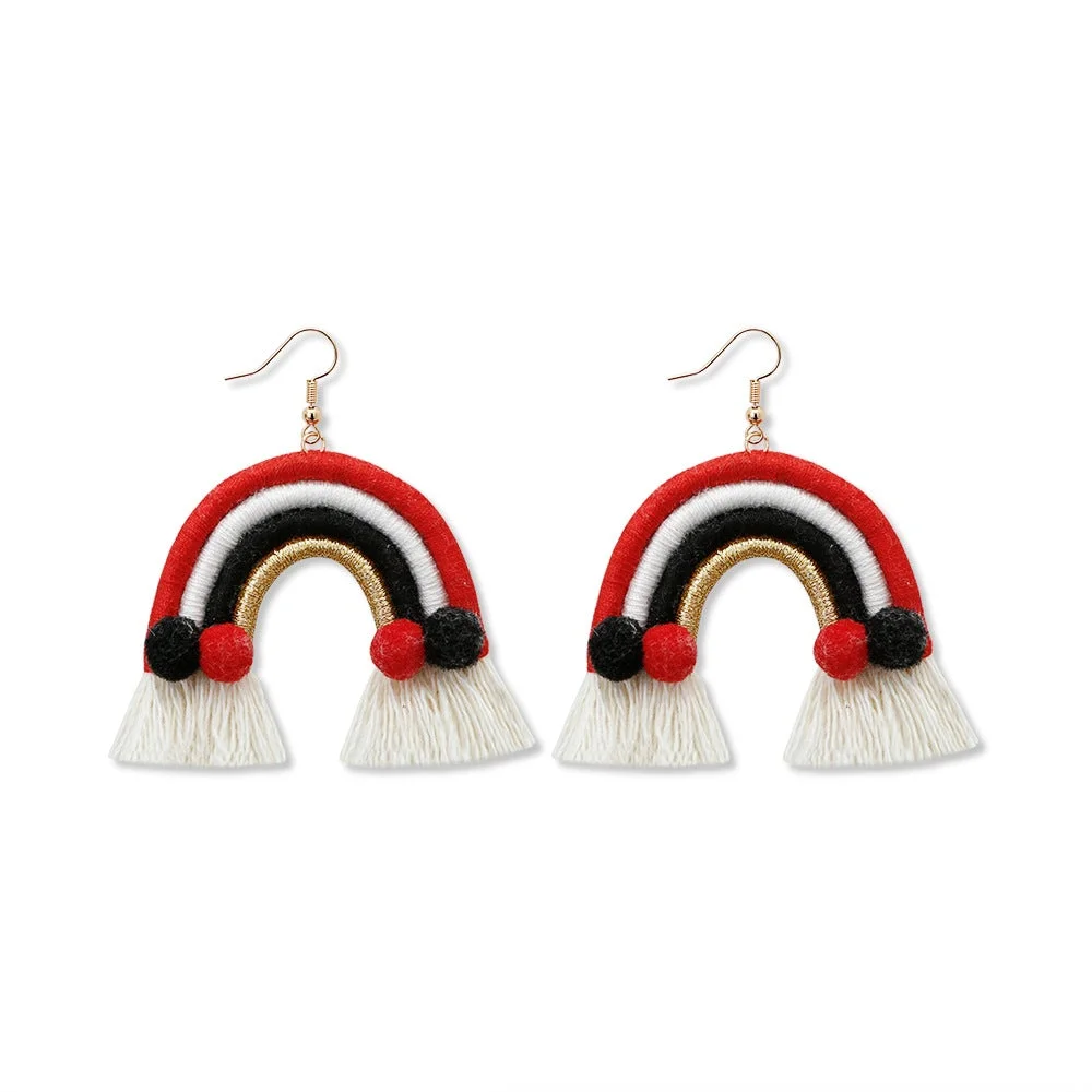 Tinyname® Santa Claus Earrings Bohemian Tassel Woven Earrings