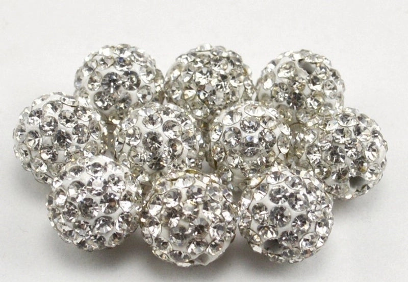 50 Pieces 35mm 4mm Soft Clay Artificial Rhinestones Round Beads