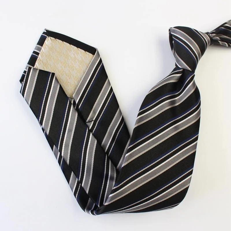Cravate en soie à rayures noires-Soie Plus