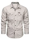 Autumn New Shirt Men's Lapel Long-sleeved Cotton Casual Solid Color Shirt in The Youth Workwear Slim Jacket-KZyou