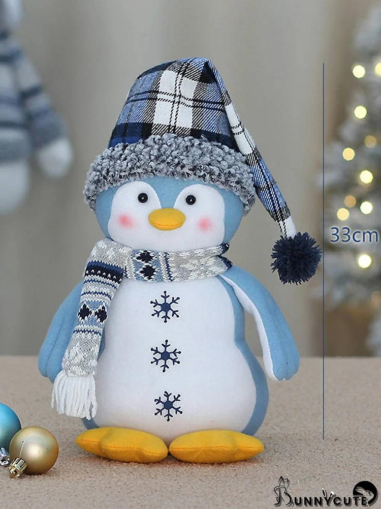 Christmas Blue Fabric Polar Bear Penguin Doll Ornaments