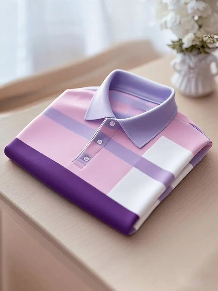 Men's Business Casual Button Short Sleeve Polo Shirt