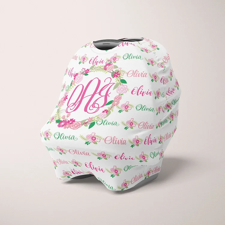 Personalized Flowers Baby Car Seat Canopy| Canopyl160