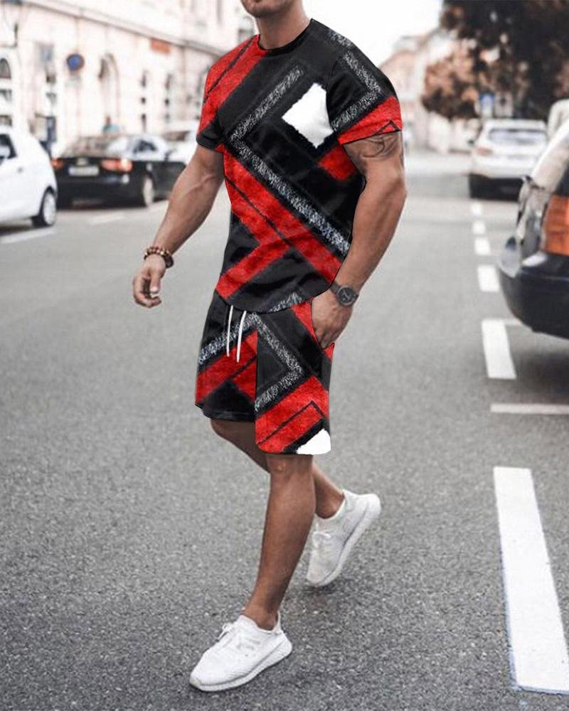 Men's Plaid Printed Leisure Sports Suit
