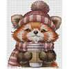 (Stamped/Counted) Red Panda Drinking Coffee-14CT Cross Stitch 19*22cm/7.48*8.66in