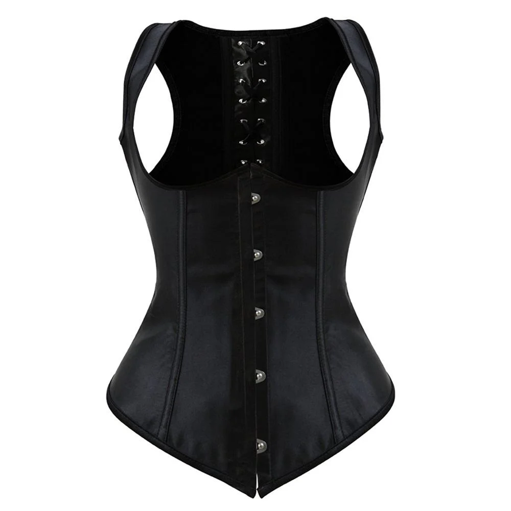 Billionm Underbust Corset Bustier Pattern Plus Size Corset Push Up Shoulder Straps Shapewear Vest Top Waist Cincher Black Basques