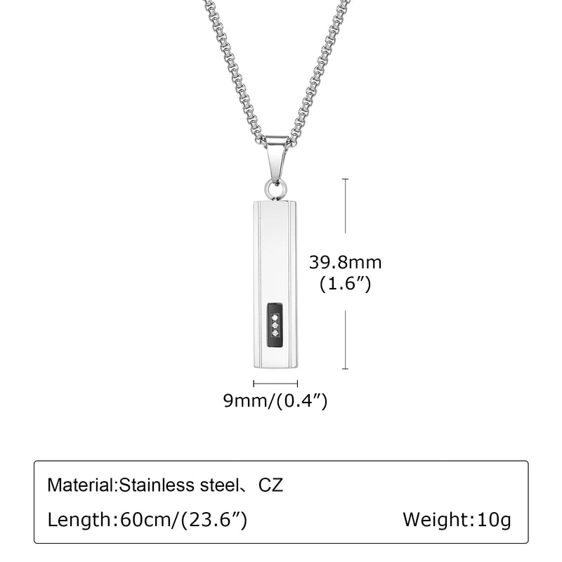 Minimalist Streetwear Square 201 Stainless Steel Inlay Zircon Men’s Pendant Necklace
