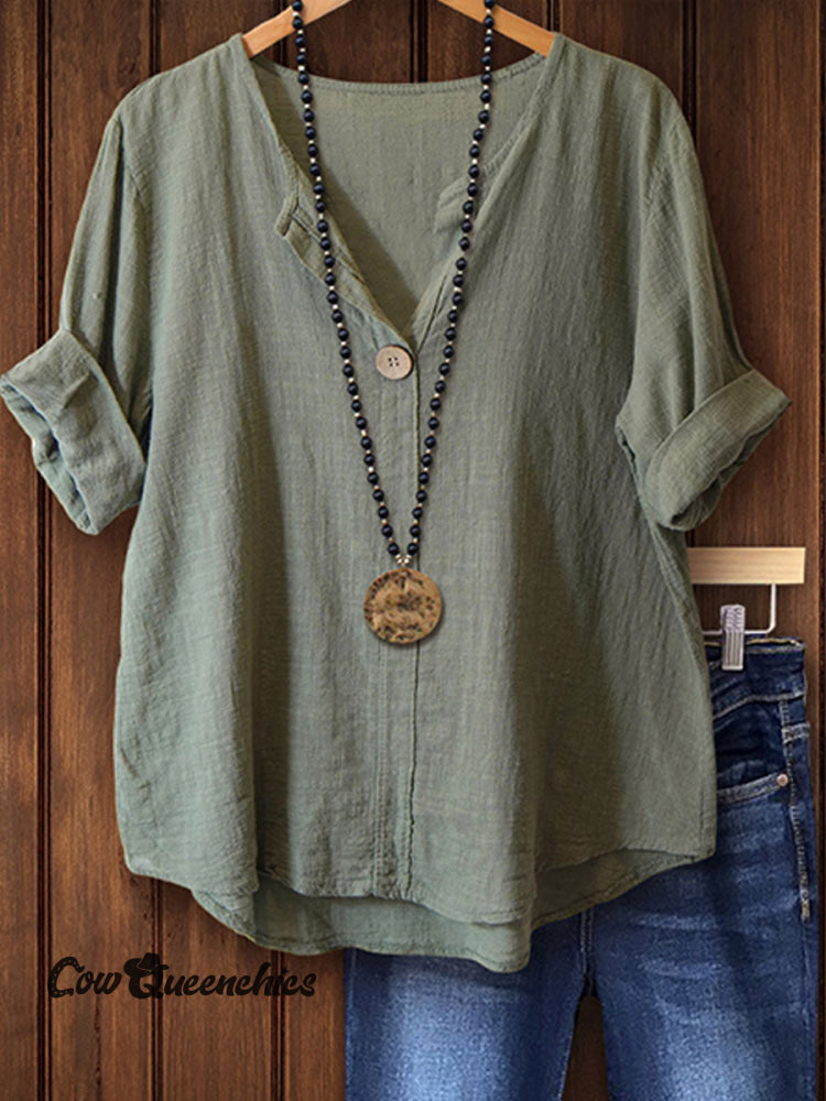 Women&rsquo;s Casual Cotton Linen Shirt Multicolor / S