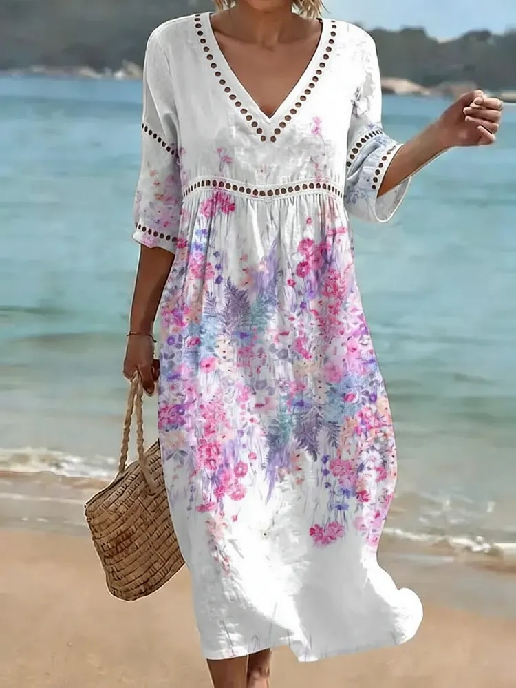 [Spot Big Sale] Women's Floral Print Casual Dress