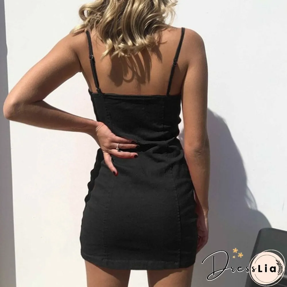 Women's Dress Spring And Summer Ring Zipper Sexy Braces Skirt Sexy Strap Dress New Style