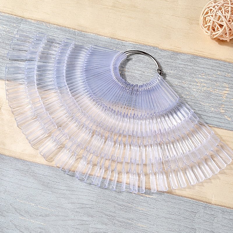 150Tips Bamboo Design Color False UV Gel Polish Practice Fake Board Clear Natural Fan Finger Full Nail Tip Display Manicure Tool