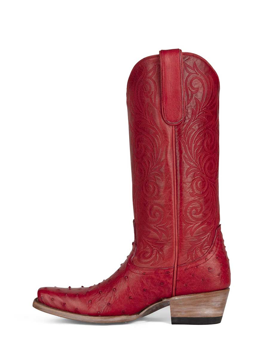 Red Vegan Leather Snip Toe Embroidered Mid Calf Cowgirl Boots