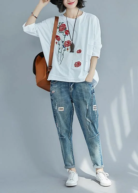 diy red cotton tunic top Plus Size Sleeve o neck patchwork Dresses Summer shirts