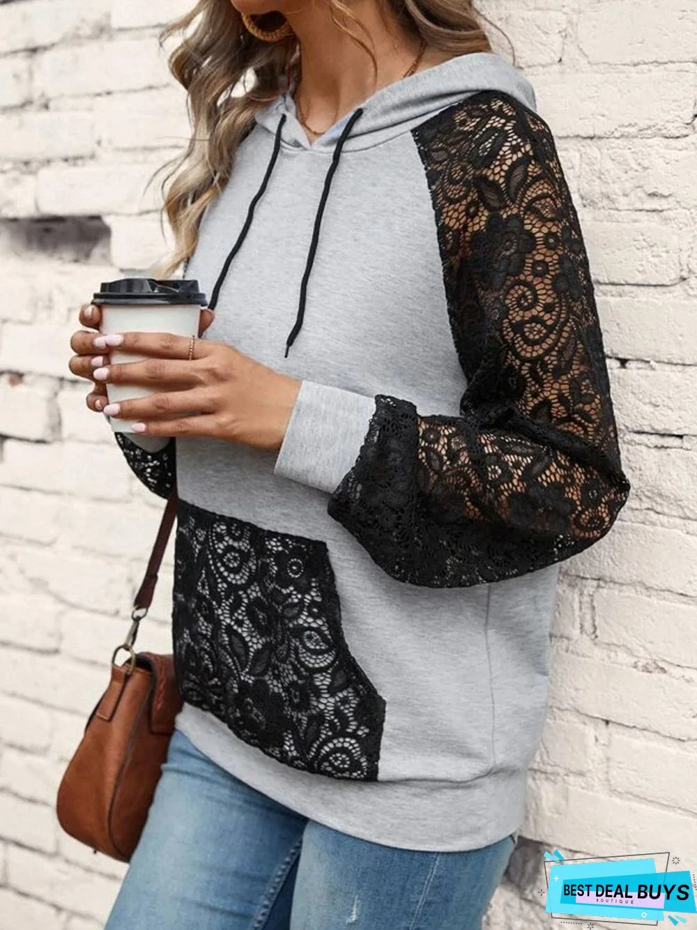 Casual Color Block Split Joint Hoodie Sweatshirt