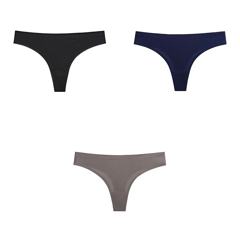 3pcs Seamless Panties For Woman Underwear Sports Sexy Female T-back G-string Thong For Women Ice Silk Underpants Lady Intimates